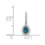14k White Gold 1/4 carat Blue and White Diamond Teardrop Halo Pendant