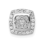 14k White Gold 1/3 carat Diamond Square Halo Cluster Chain Slide
