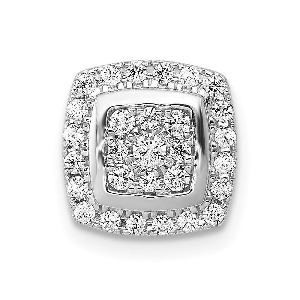 14k White Gold 1/3 carat Diamond Square Halo Cluster Chain Slide