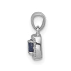14k White Gold 1/3 carat Blue and White Diamond Square Halo Pendant