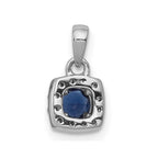 14k White Gold 1/3 carat Blue and White Diamond Square Halo Pendant