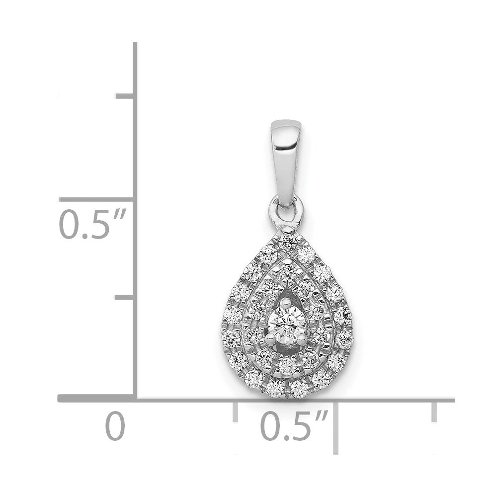 14k White Gold 1/4 carat Diamond Halo Teardrop Pendant
