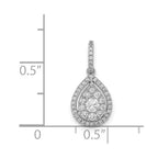 14k White Gold 1/3 carat Diamond Halo Teardrop Pendant