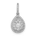 14k White Gold 1/3 carat Diamond Halo Teardrop Pendant