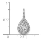 14k White Gold 1/2 carat Diamond Halo Teardrop Pendant