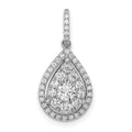 14k White Gold 1/2 carat Diamond Halo Teardrop Pendant