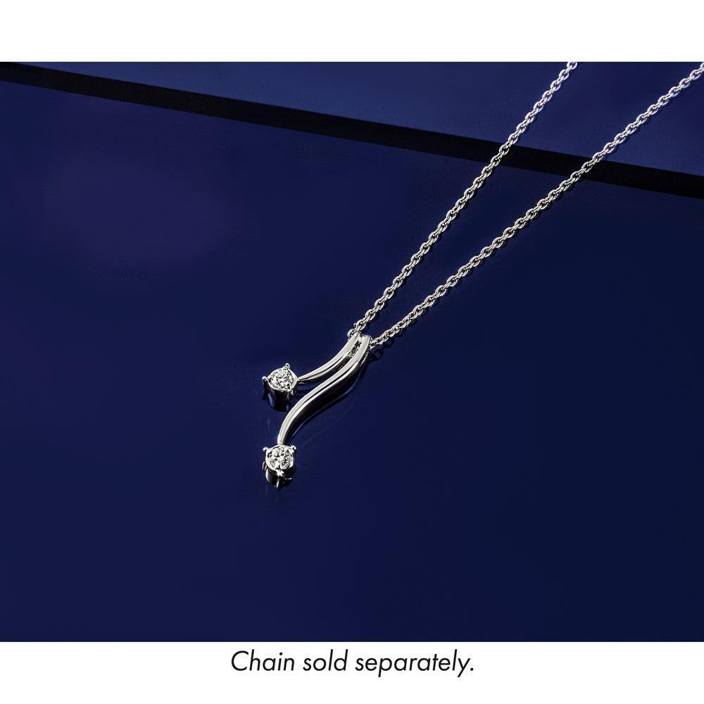 14k White Gold 1/10 carat Diamond Double Curved Lines Chain Slide