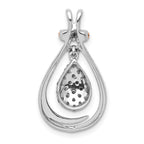 14k White Gold with Rose Rhodium 1/4 carat Champagne Diamond Teardrop Chain Slide