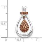 14k White Gold with Rose Rhodium 1/4 carat Champagne Diamond Teardrop Chain Slide