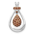 14k White Gold with Rose Rhodium 1/4 carat Champagne Diamond Teardrop Chain Slide