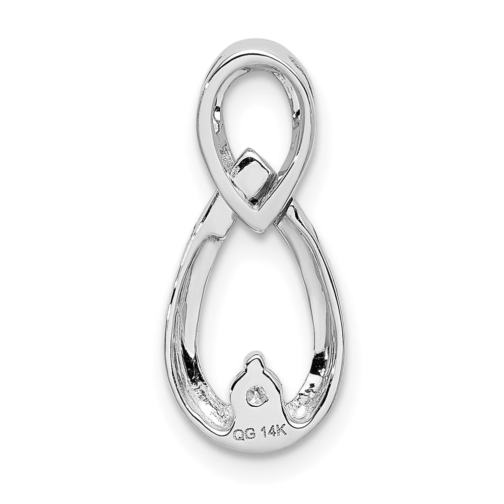 14k White Gold 1/20 carat Diamond Double Teardrop Chain Slide