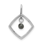 14k White Gold 1/6 carat Black Diamond Dangle Square Pendant