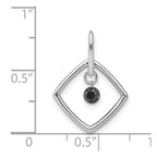 14k White Gold 1/6 carat Black Diamond Dangle Square Pendant