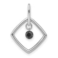 14k White Gold 1/6 carat Black Diamond Dangle Square Pendant