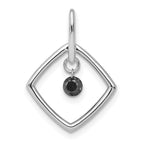 14k White Gold 1/6 carat Black Diamond Dangle Square Pendant