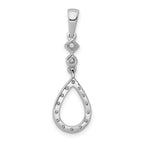 14k White Gold 1/8 carat Diamond Vintage Teardrop Pendant