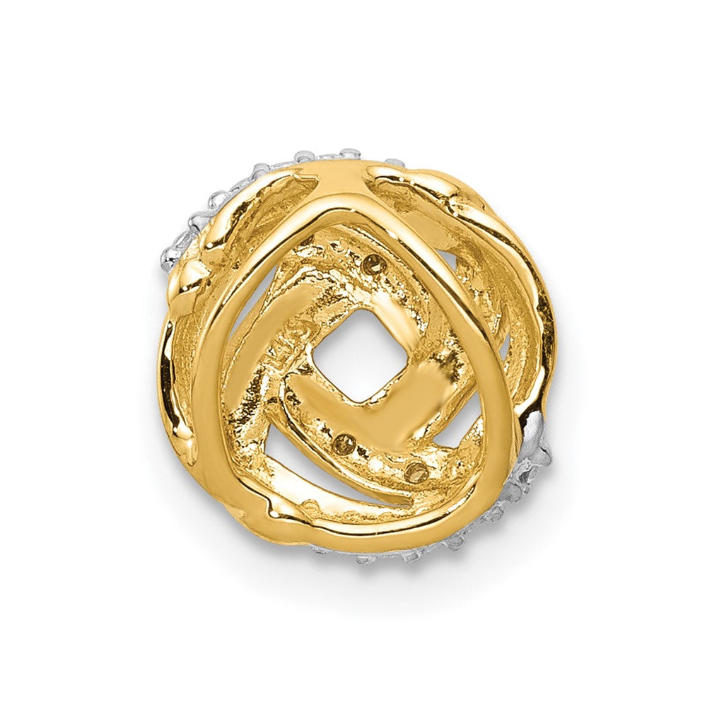 14k and White Rhodium .02 carat Diamond Knot Chain Slide
