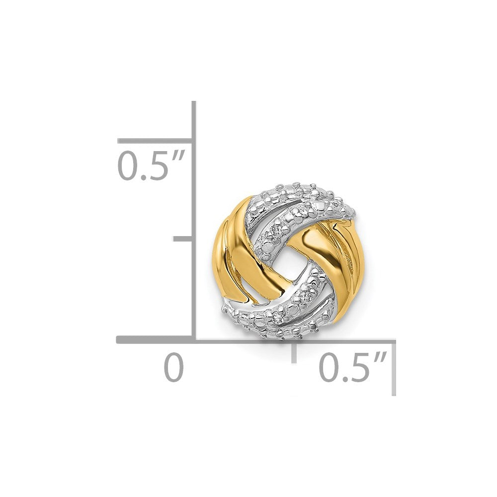 14k and White Rhodium .02 carat Diamond Knot Chain Slide