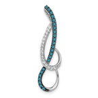 14k White Gold 1/4 carat Blue and White Diamond Fancy Chain Slide