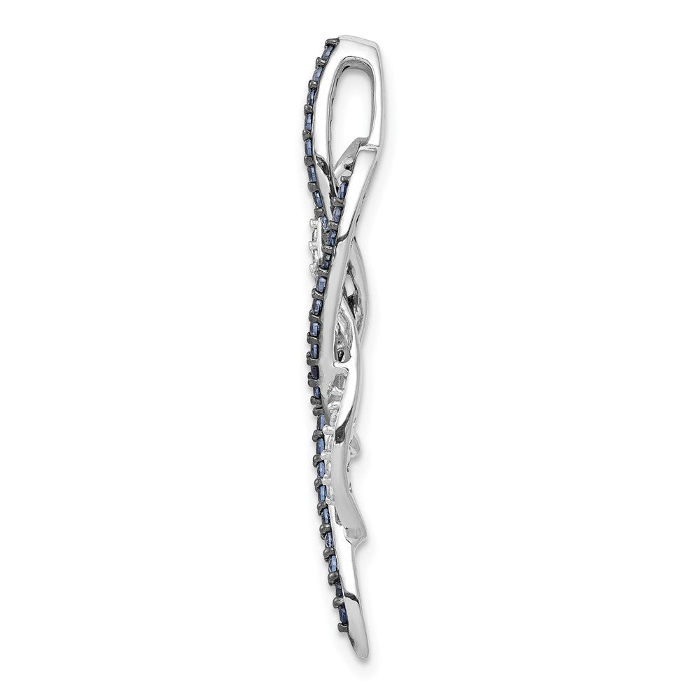 14k White Gold 1/3 carat Blue and White Diamond Fancy Chain Slide