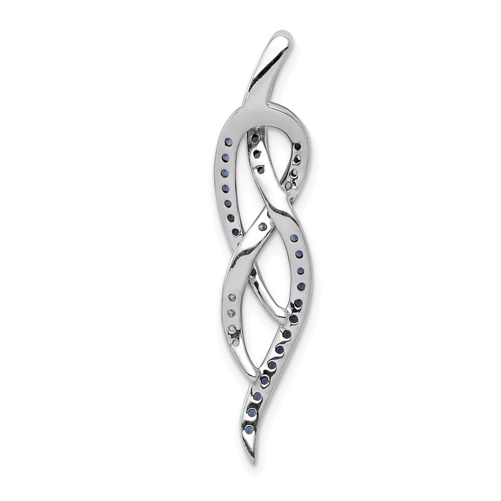 14k White Gold 1/3 carat Blue and White Diamond Fancy Chain Slide