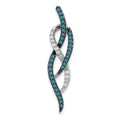 14k White Gold 1/3 carat Blue and White Diamond Fancy Chain Slide