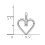 14k White Gold .03 carat AA Diamond Heart Pendant