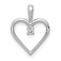 14k White Gold .03 carat AA Diamond Heart Pendant