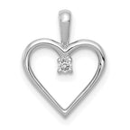 14k White Gold .03 carat AA Diamond Heart Pendant