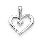 14k White Gold .02 carat AA Diamond Heart Pendant