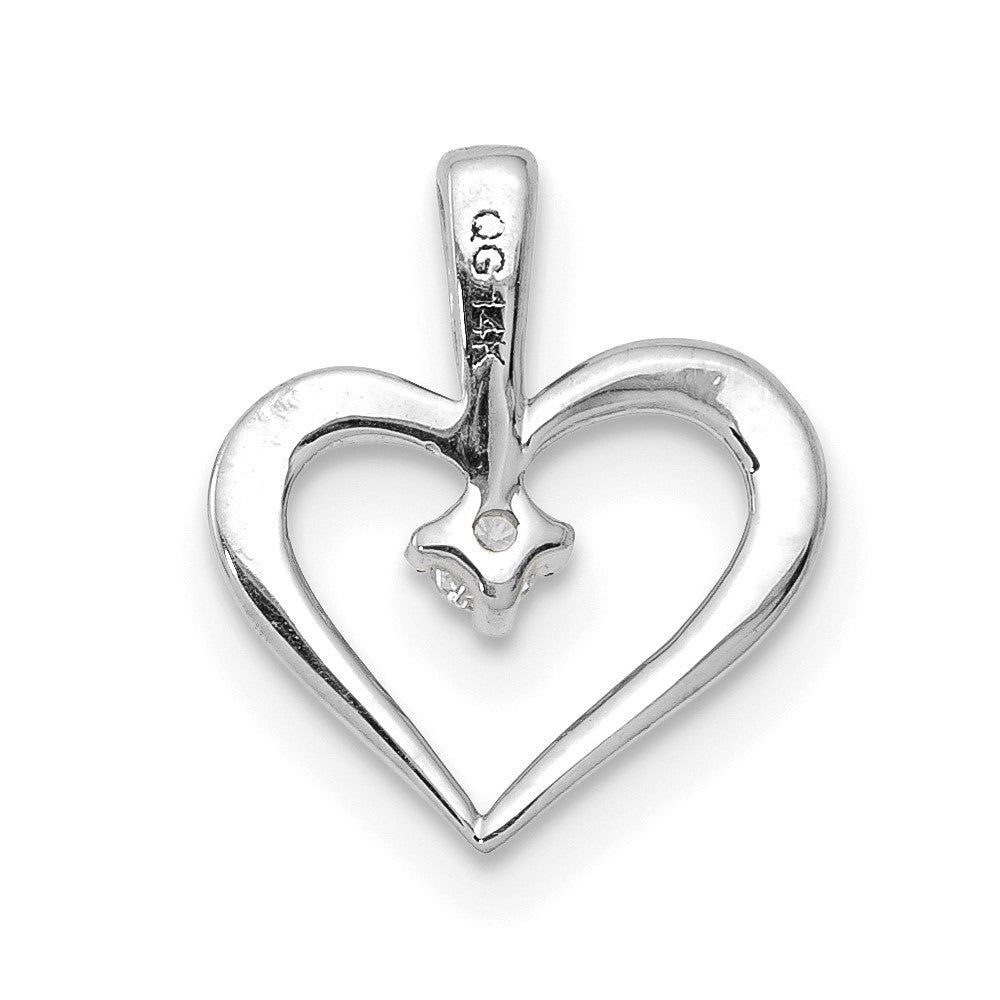 14k White Gold .02 carat AA Diamond Heart Pendant