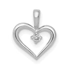 14k White Gold .02 carat AA Diamond Heart Pendant