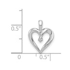 14k White Gold .01 carat AA Diamond Heart Pendant