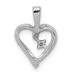 14k White Gold .02 carat AA Diamond Heart Pendant