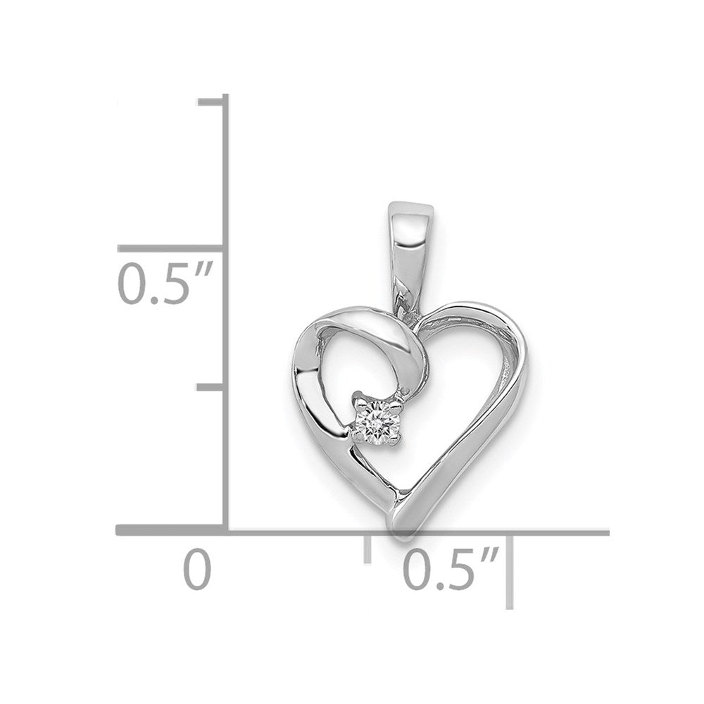14k White Gold .02 carat AA Diamond Heart Pendant