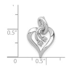 14k White Gold 1/20 carat AA Diamond Fancy Heart Pendant