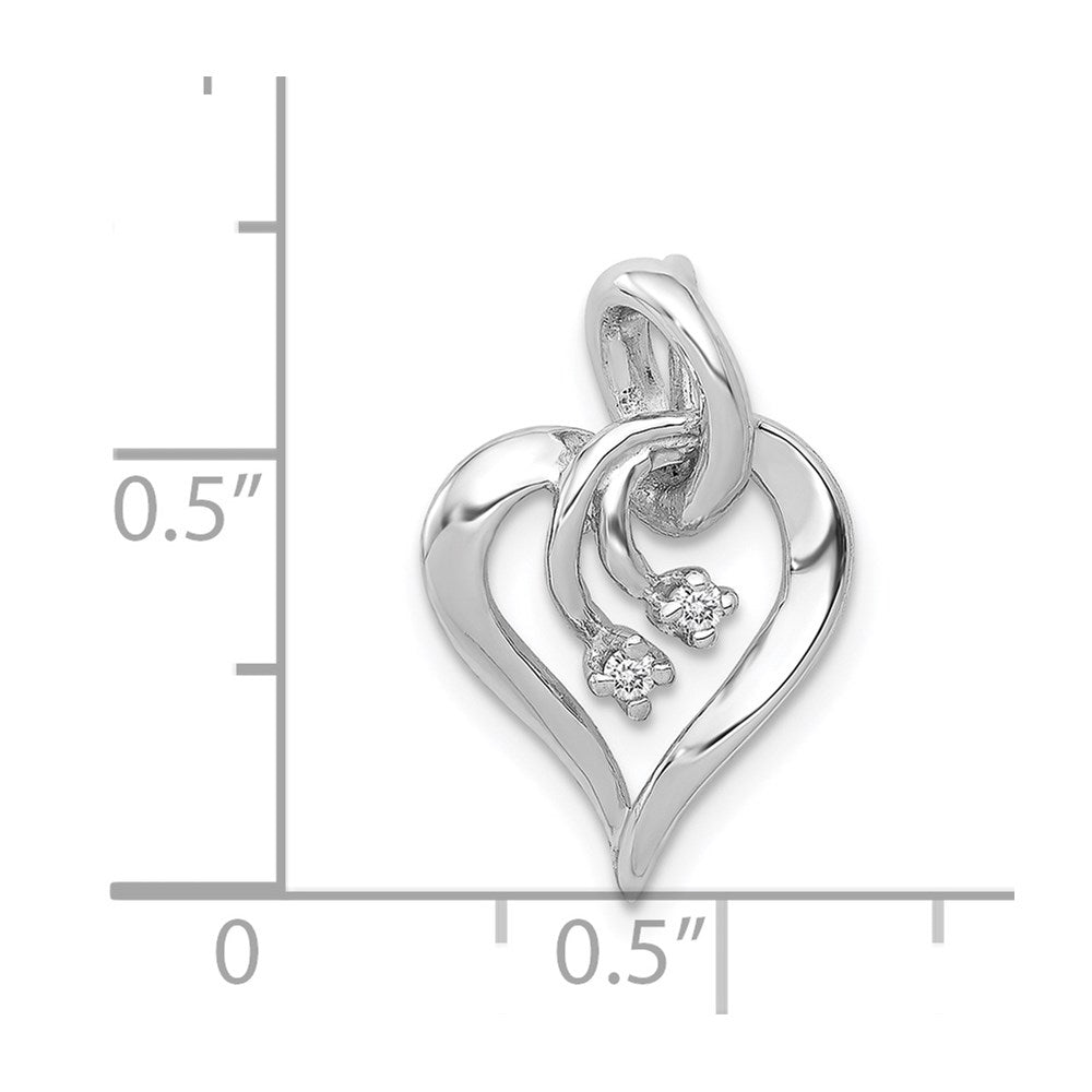 14k White Gold 1/20 carat AA Diamond Fancy Heart Pendant