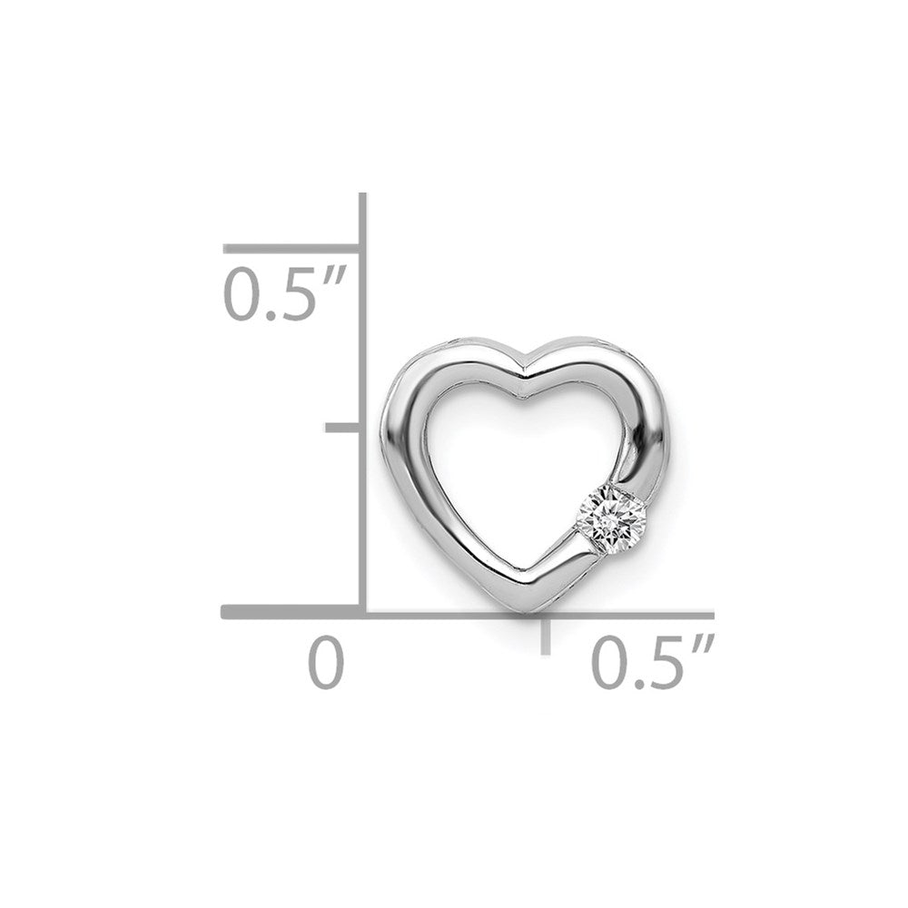 14k White Gold 1/20 carat Diamond Heart Chain Slide