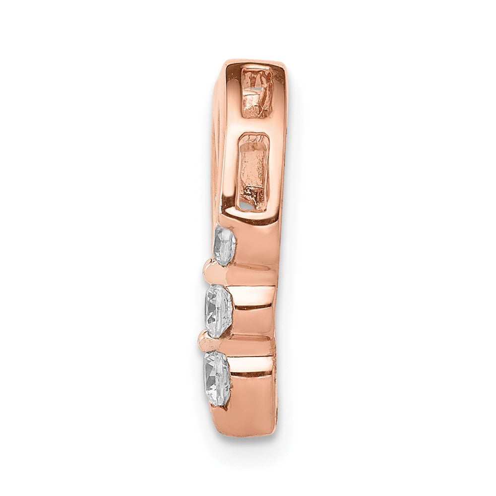 14k Rose Gold 1/6 carat Diamond 3-Stone Heart Chain Slide