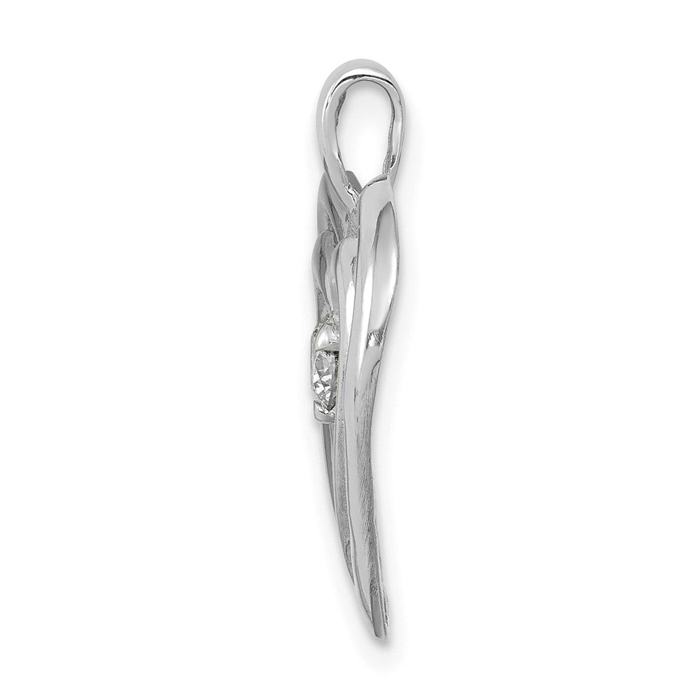 14k White Gold 1/8 carat AA Diamond Double Heart Pendant