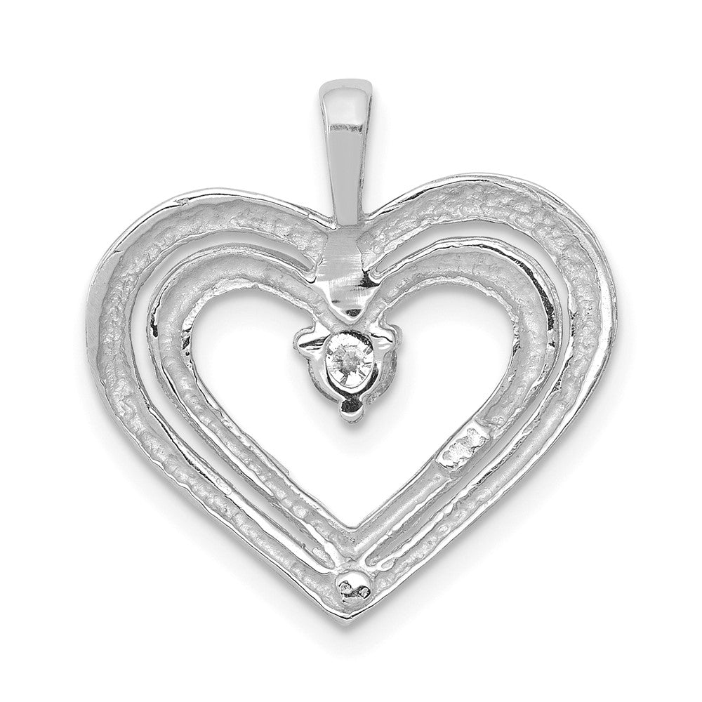 14k White Gold 1/8 carat AA Diamond Double Heart Pendant