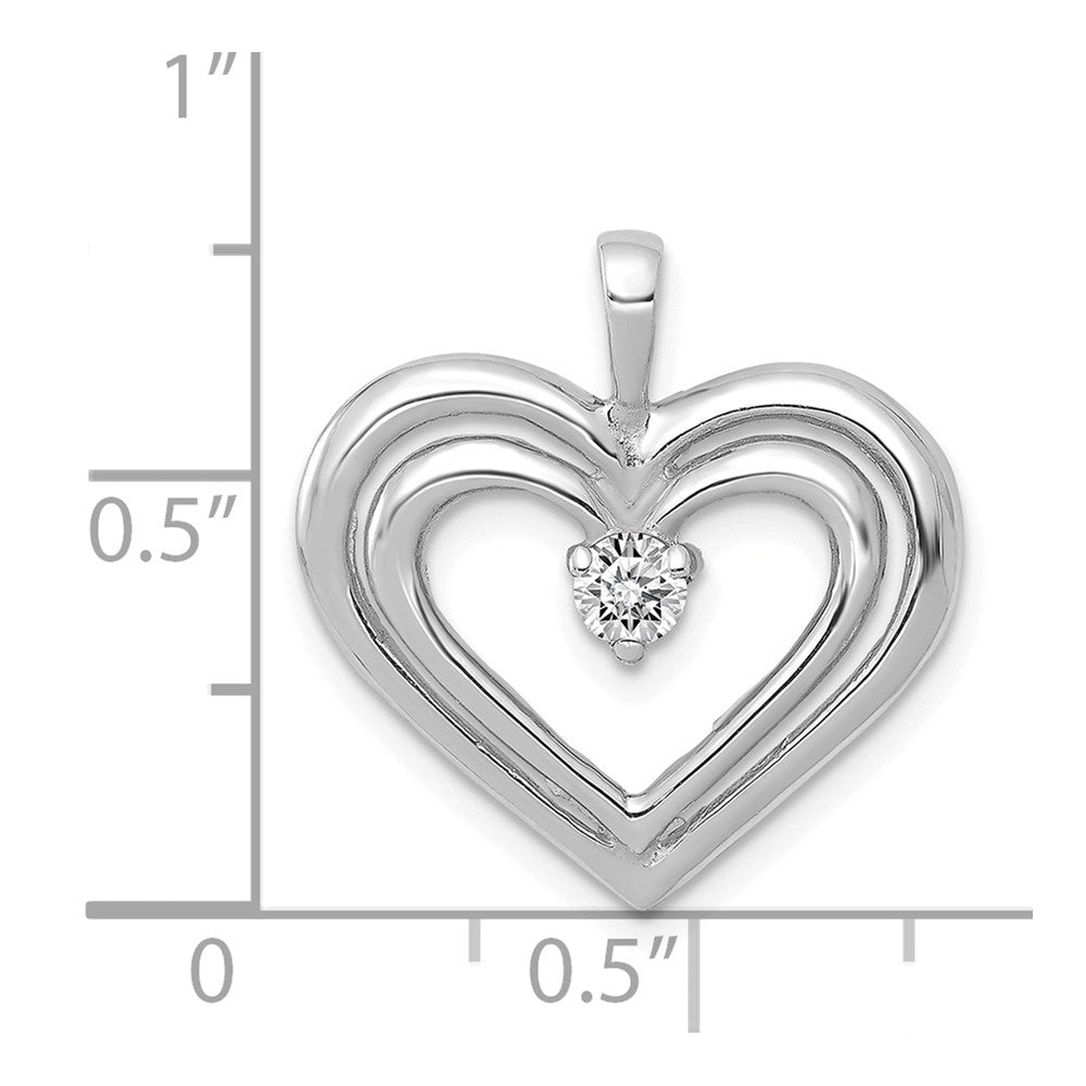 14k White Gold 1/8 carat AA Diamond Double Heart Pendant