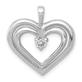 14k White Gold 1/8 carat AA Diamond Double Heart Pendant