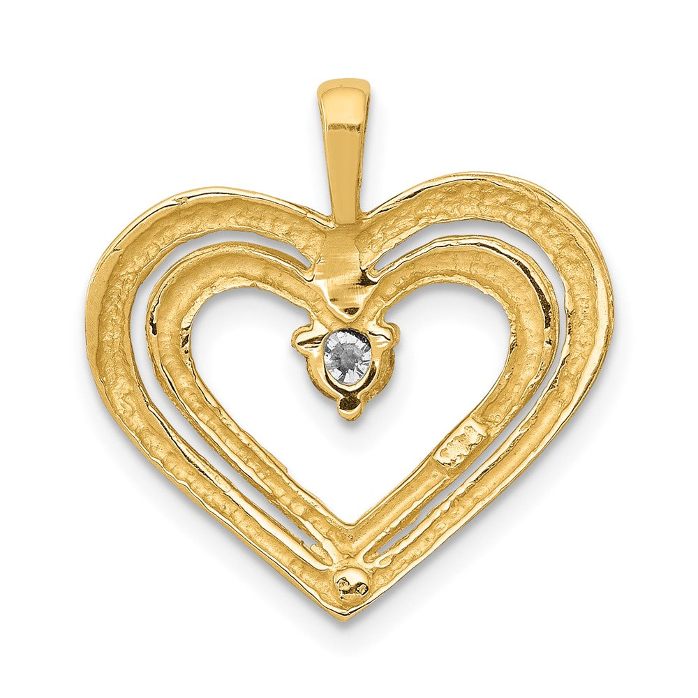 14k 1/8 carat AA Diamond Double Heart Pendant