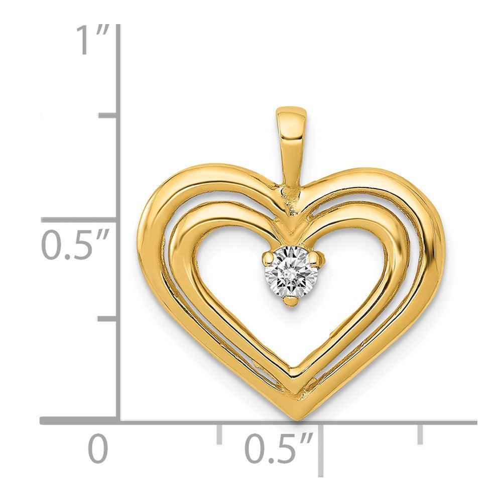 14k 1/8 carat AA Diamond Double Heart Pendant