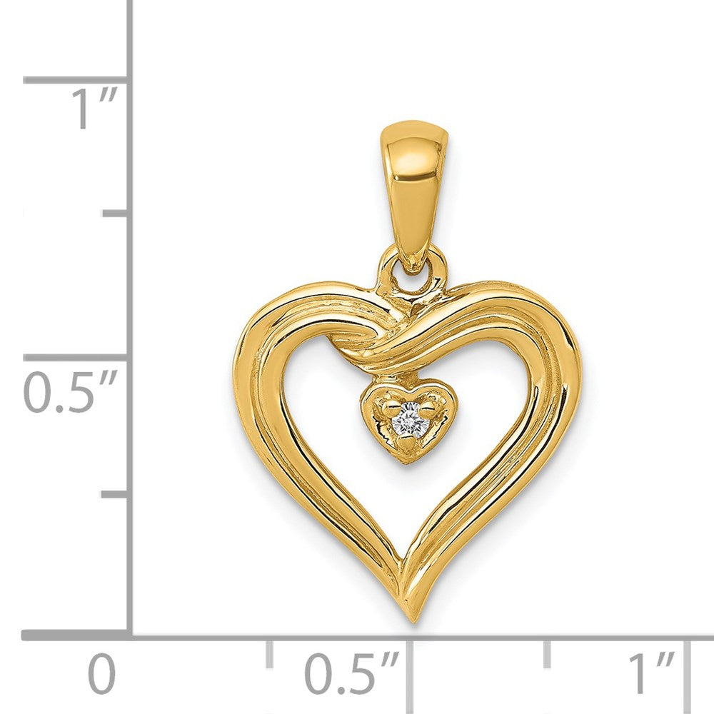 14k .02 carat AA Diamond Heart Pendant