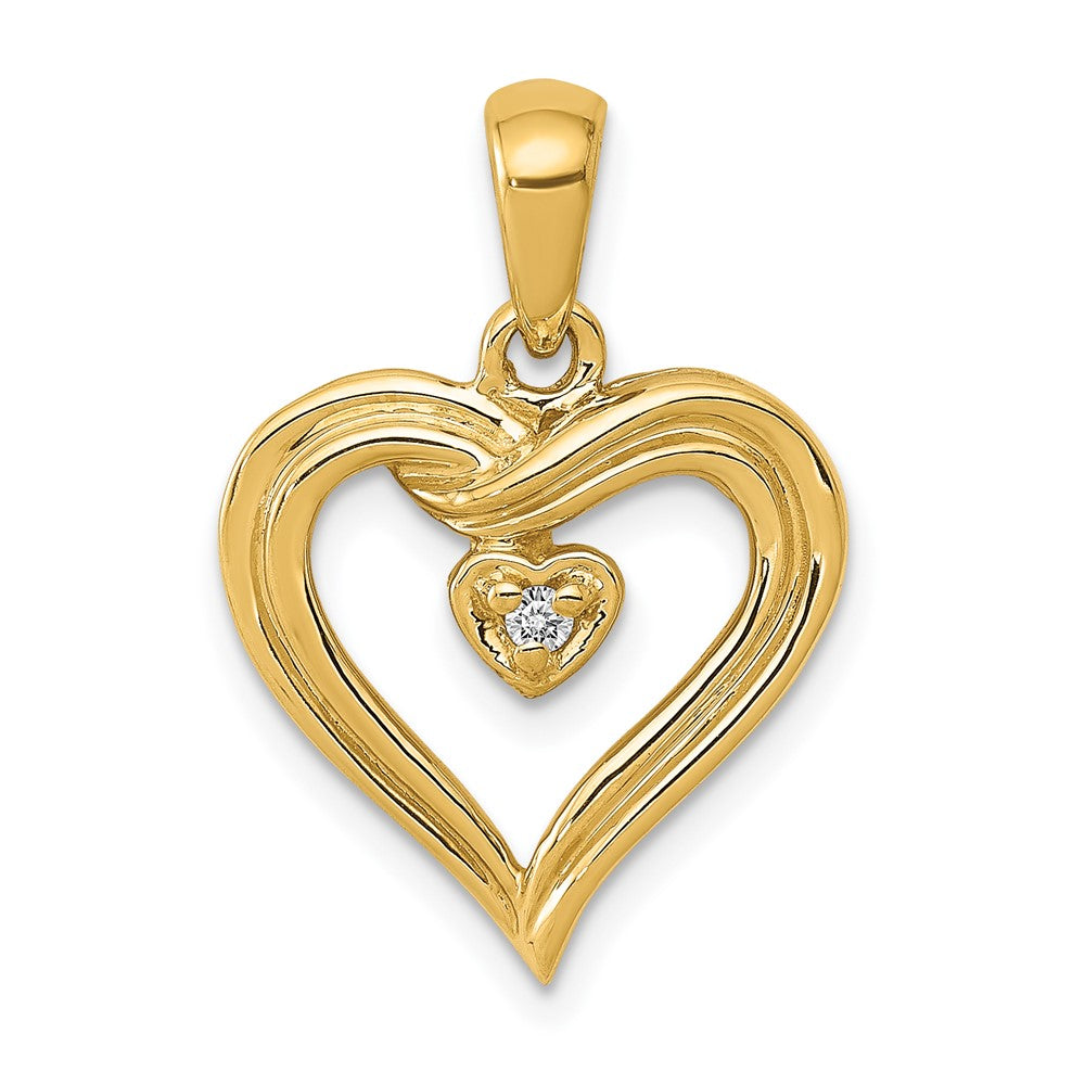 14k .02 carat AA Diamond Heart Pendant