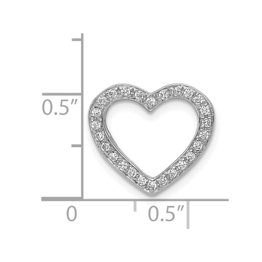 14k White Gold 1/6 carat Diamond Heart Chain Slide