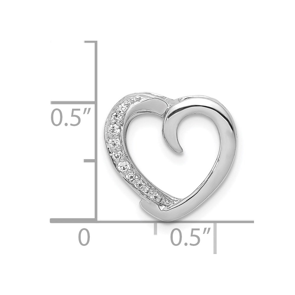 14k White Gold 1/20 carat Diamond Heart Chain Slide