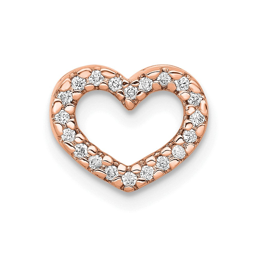 14k Rose Gold 1/15 carat Diamond Heart Chain Slide